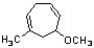 <strong>Identify the correct name for the following structure. </strong> A) 3-methoxy-5-methylcyclohepta-1,5-diene B) 6-methoxy-1-methylcyclohepta-1,4-diene C) 7-methoxy-5-methylcyclohepta-1,4-diene D) 4-methoxy-2-methylcyclohepta-1,5-diene