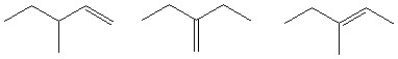 Dehydration of an unknown alcohol with concentrated H<sub>2</sub>SO<sub>4</sub> results in the formation of all of the following alkene products. What is/are the possible structures of the original alcohol?