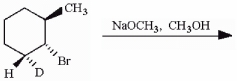 Draw a chair conformation of the starting substituted cyclohexane molecule with the bromine in the axial position. Using this model, predict the major elimination product of this reaction.