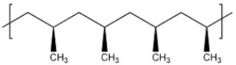 <strong>The stereochemistry observed in this polymer is described as ________. </strong> A) atactic B) isotactic C) syndiotactic D) tacky E) regiotactic