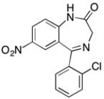 Clonazapam (TM) is used to treat seizures and panic disorders and is shown below. Are there any aromatic hydrocarbons in the molecule? If so, circle them.