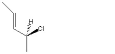 <strong>When 1 mole of anhydrous HCl is reacted with excess 1,3-pentadiene, both the 1,2 and the 1,4-addition products are formed. Which of the following structures shown below is the least likely to be one of these products? (Note: When a chiral carbon is formed in this reaction a racemic mixture results, only one of the two possible enantiomers is shown.)</strong> A) B) C) D) E)