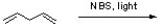Three halogenated organic products result from the reaction below. Draw the structure of each product and then circle the most stable product.
