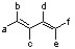 According to the 1,3-butadiene structure below, which positions would be best to place methoxy groups to yield the most reactive dimethoxy-1,3-butadiene isomer in the Diels-Alder reaction?  