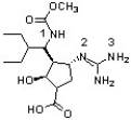 Peramivir, shown below, has shown to be effective against the influenza B virus (J. Med. Chem. 2010, 6421). Which sequence ranks the following nitrogen atoms in order of increasing basicity?