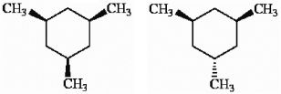 How might the two trimethylcyclohexane isomers shown below be most readily distinguished using NMR?