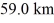 <strong>An airplane undergoes the following displacements,all at the same altitude: First,it flies In a direction 30.0° east of north.Next,it flies Due south.Finally,it flies 30.0° north of west.Use components to determine how far the airplane ends up from its starting point.</strong> A)71.5 km B)73.0 km C)74.4 km D)70.1 km E)68.7 km