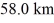 <strong>An airplane undergoes the following displacements,all at the same altitude: First,it flies In a direction 30.0° east of north.Next,it flies Due south.Finally,it flies 30.0° north of west.Use components to determine how far the airplane ends up from its starting point.</strong> A)71.5 km B)73.0 km C)74.4 km D)70.1 km E)68.7 km