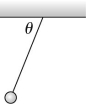 <strong>Inside of a train a ball of weight W is hanging by a light wire at rest from the ceiling.The wire makes an angle θ with the ceiling,as shown in the figure.Which one of the following conditions must be true about the tension T in the wire? </strong> A)T sin θ = W B)T cos θ = W C)T tan θ = W D)T = W E)T = ma