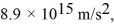 An electron is projected with an initial velocity v<sub>0</sub> = 8.4 × M/s along the y-axis,which is the centerline between a pair of charged plates,as shown in the figure.The plates are 1.0 m long and are separated by 0.10 m.A uniform electric field of magnitude E in the +x-direction is present between the plates.If the magnitude of the acceleration of the electron is measured to be What is the magnitude of the electric field between the plates? (e = 1.6 × 10<sup>-19</sup> C,m<sub>electron</sub> = 9.11 × 10<sup>-31</sup> kg)