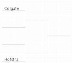 In a (fictitious) soccer tournament involving the four teams San Diego State, De Paul, Colgate, and Hofstra, find the probability that Hofstra will play De Paul in the finals and win. (Assume that all outcomes are equally likely and that the teams not listed in the first round slots are placed at random.)