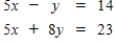 Use Gauss-Jordan row reduction to solve the given system of equations. ​  <div style=padding-top: 35px> 