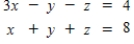 Use Gauss-Jordan row reduction to solve the given system of equations. ​ ​  <div style=padding-top: 35px> 