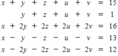 Use Gauss-Jordan row reduction to solve the given system of equations. ​  <div style=padding-top: 35px> 