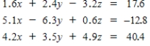 Use technology to solve the system of equations. Express all solutions as decimals, rounded to one decimal place. ​  <div style=padding-top: 35px> 