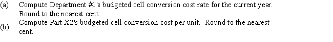 Axelgold Company produces parts for the auto industry.Part X2 is machined in Department #1,which has the following budgeted conversion costs: All costs are driven by machine hours.Total possible hours for the year are 2,800.It takes .03 hours to machine one unit of Part X2.