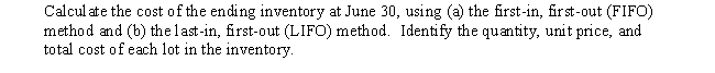 The following data regarding purchases and sales of a commodity were taken from the related perpetual inventory account: