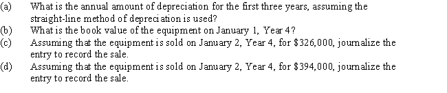 Equipment acquired on January 2,Year 1,at a cost of $525,000 has an estimated useful life of eight years and an estimated residual value of $45,000.Required