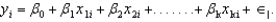 Explain each of the terms in the multiple regression model: .