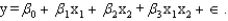 NARRBEGIN: Economist An economist is in the process of developing a model to predict the price of gold.She believes that the two most important variables are the price of a barrel of oil (x<sub>1</sub>)and the interest rate (x<sub>2</sub>).She proposes the first-order model with interaction A random sample of 20 daily observations was taken.The computer output is shown below. Interpret the coefficient b<sub>1</sub>. b<sub>1</sub> = ____________________ Interpretation:
