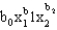 Regression analysis results in the estimation equation log = 3.0 + 0.50 log x<sub>1</sub> + 0.35 log x<sub>2</sub> following data transformation.Transform this equation to the equivalent exponential model of the form = .(The base of the logarithm is 10.) = ____________________