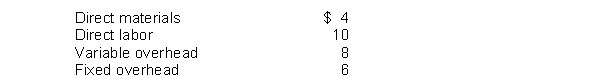 <strong>A company contemplating the acceptance of a special order has the following unit cost behavior, based on 10,000 units: A foreign company wants to purchase 2,000 units at a special unit price of $25. The normal price per unit is $40. In addition, a special stamping machine will have to be purchased for $4,000 in order to stamp the foreign company's name on the product. The incremental income (loss) from accepting the order is</strong> A) $6,000. B) $2,000. C) $(6,000). D) $(2,000).