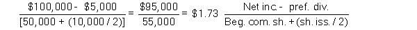 (a) Earnings per share   (b) Price-earnings   (c) Times interest earned  