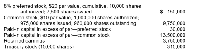 Vega Corporation's December 31, 2015 balance sheet showed the following: Vega declared and paid a $58,000 cash dividend on December 15, 2015. If the company's dividends in arrears prior to that date were $10,000, Vega's common stockholders received