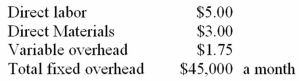 Harding Company expected sales to be 50,000 units in February,45,000 in March,and 55,000 units in April.Each unit sells for $18.00 each.The following costs pertain to each unit: Harding is considering an advertising campaign which will cost $15,000 per month from January to March and is expected to increase sales by 8% a month.At the same time Harding will reduce sales prices to $17.00 per unit while keeping costs steady. Required: (A.)What will operating income be in each of the three months before the advertising campaign? (B.)If Harding goes ahead with the advertising campaign,how much would operating income increase or decrease each month? Would you advise them to go ahead with the campaign?
