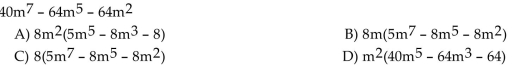 Factor the GCF out of the given expression.