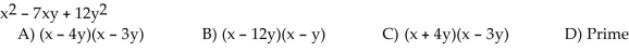 Factor completely. If the polynomial cannot be factored, write ʺprime.ʺ