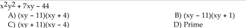 Factor completely. If the polynomial cannot be factored, write ʺprime.ʺ