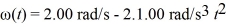 <strong>A turbine blade rotates with angular velocity .What is the angular acceleration of the blade at </strong> A) -38.2 rad/ B) -19.1 rad/ C) -86.0 rad/ D) -36.2 rad/ E) -172 rad/