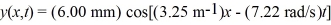 The vertical displacement y(x,t)of a string stretched along the horizontal x-axis is given by . (a)What is the minimum time for each complete cycle of the wave? (b)What is the distance between adjacent crests of the wave? (c)How fast does this wave travel?