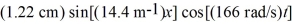 A thin taut string is fixed at both ends and stretched along the horizontal x-axis with its left end at x = 0.It is vibrating in its third OVERTONE,and the equation for the vertical displacement of any point on the string is y(x,t)= . (a)What are the frequency and wavelength of the fundamental mode of this string? (b)How long is the string? (c)How fast do waves travel on this string?