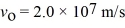 <strong>A pair of charged conducting plates produces a uniform field of 12,000 N/C,directed to the right,between the plates.The separation of the plates is 40 mm.An electron is projected from plate A,directly toward plate B,with an initial velocity of ,as shown in the figure. ,ε<sub>0</sub> = , The velocity of the electron as it strikes plate B is closest to </strong> A) 1.2 × 10<sup>7</sup> m/s. B) 1.5 × 10<sup>7</sup> m/s. C) 1.8 × 10<sup>7</sup> m/s. D) 2.1 × 10<sup>7</sup> m/s. E) 2.4 × 10<sup>7</sup> m/s.
