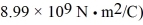 A hollow conducting spherical shell has radii of 0.80 m and 1.20 m,as shown in the figure.The sphere carries a net excess charge of -500 nC.A point charge of +300 nC is present at the center. = The radial component of the electric field at a point that is 0.60 m from the center is closest to