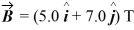 <strong>A wire carries a 4.0-A current along the +x-axis through a magnetic field .If the wire experiences a force of 30 N as a result,how long is the wire?</strong> A) 1.1 m B) 0.87 m C) 1.5 m D) 0.63 m