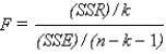 <strong>In the following formula,k stands for: </strong> A)the number of observations B)the degrees of freedom of the denominator C)the number of independent variables D)the sample size