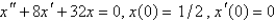 <strong>A 4-pound weight is hung on a spring and stretches it 1 foot. The mass spring system is then put into motion in a medium offering a damping force numerically equal to the velocity. If the mass is pulled down 6 inches from equilibrium and released, the initial value problem describing the position, , of the mass at time t is</strong> A) B) C) D) E)