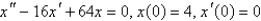<strong>A 2-pound weight is hung on a spring and stretches it 1/2 foot. The mass spring system is then put into motion in a medium offering a damping force numerically equal to the velocity. If the mass is pulled down 4 inches from equilibrium and released, the initial value problem describing the position, , of the mass at time is</strong> A) B) C) D) E)