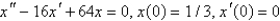 <strong>A 2-pound weight is hung on a spring and stretches it 1/2 foot. The mass spring system is then put into motion in a medium offering a damping force numerically equal to the velocity. If the mass is pulled down 4 inches from equilibrium and released, the initial value problem describing the position, , of the mass at time is</strong> A) B) C) D) E)