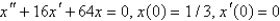<strong>A 2-pound weight is hung on a spring and stretches it 1/2 foot. The mass spring system is then put into motion in a medium offering a damping force numerically equal to the velocity. If the mass is pulled down 4 inches from equilibrium and released, the initial value problem describing the position, , of the mass at time is</strong> A) B) C) D) E)