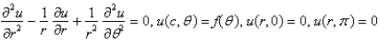 <strong>Consider the steady-state temperature distribution in a circular disc of radius centere at the origin, with temperature given as a function, on the boundary and zero on the boundaries and The mathematical model of this situation is</strong> A) B) C) D) E)