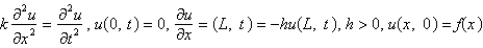 <strong>The model describing the temperature in a rod where the temperature at the left end is zero and where there is heat transfer from the right boundary into the external medium is</strong> A) B) C) D) E)