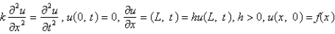 <strong>The model describing the temperature in a rod where the temperature at the left end is zero and where there is heat transfer from the right boundary into the external medium is</strong> A) B) C) D) E)