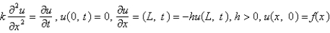 <strong>The model describing the temperature in a rod where the temperature at the left end is zero and where there is heat transfer from the right boundary into the external medium is</strong> A) B) C) D) E)