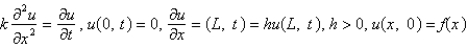<strong>The model describing the temperature in a rod where the temperature at the left end is zero and where there is heat transfer from the right boundary into the external medium is</strong> A) B) C) D) E)