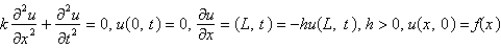 <strong>The model describing the temperature in a rod where the temperature at the left end is zero and where there is heat transfer from the right boundary into the external medium is</strong> A) B) C) D) E)