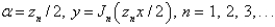<strong>Consider the parameterized Bessel's differential equation along with the conditions is bounded, . The solution of this eigenvalue problem is </strong> A) B) C) D) E)